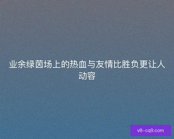 业余绿茵场上的热血与友情比胜负更让人动容 业余绿茵场上的热血与友情比胜负更让人动容